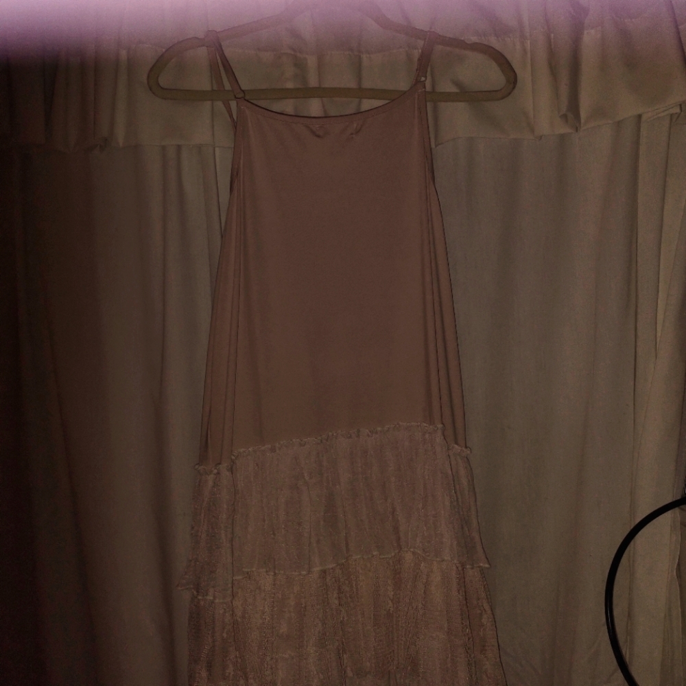 Women's beige long Lace Camisole One Size
